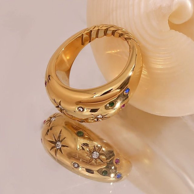 E.B.belle Ring, vergoldeter Edelstahl, Kristall, Zirkonia, Damen - Bild 1