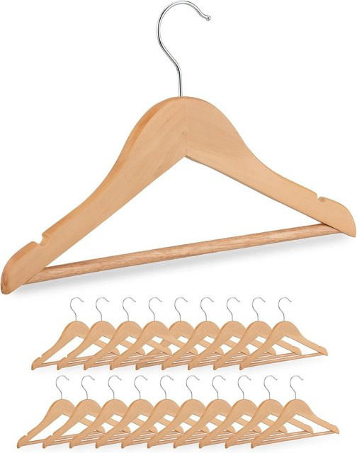 Relaxdays Kinderkleiderbügel aus Ahornholz in Natur Braun, 20er Set, Breite: 30,5 cm, Höhe: 19 cm - Bild 1