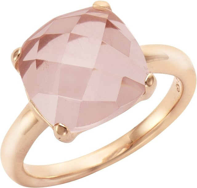 Jamelli Ring 925 Silber, rosé-vergoldet, Rosenquarz, Damen, 12mm - Bild 1