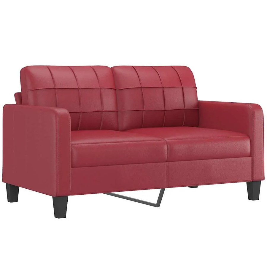 vidaXL 2-Sitzer-Sofa in Weinrot mit Kunstleder und Metallrahmen für dein Wohnzimmer - Bild 2