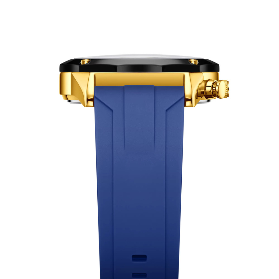 YaLaLuSi Armbanduhr Quarz, Gold, Blau, Silikon, Herren - Bild 2