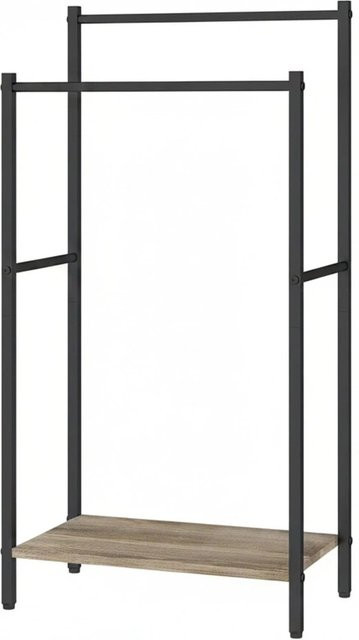Relaxdays Handtuchständer aus Metall in Schwarz mit Holzoptik und Ablage, freistehend, H: 81,5 cm, B: 42 cm, T: 24 cm - Bild 1