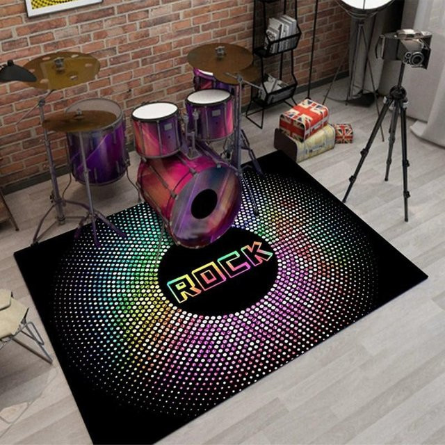 Schlagzeugteppich für E-Drums und Jazz-Schlagzeug zur Schalldämmung, Schwarz, B/T: 120 x 160 cm - Bild 1
