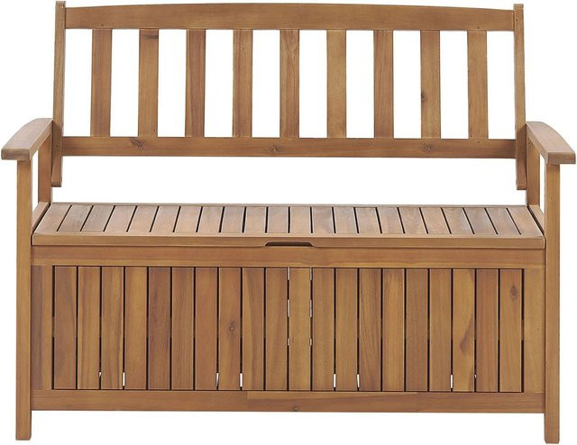 Beliani Gartenbank aus Akazienholz in hellem Braun, B/T/H: 120 x 60 x 91 cm - Bild 1