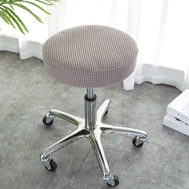 Runder Hockerbezug von Yiran Furniture in Grau, rutschfeste Schutzhülle aus Polyester für Drehstühle und Barhocker, Durchmesser: 28-32 cm - Bild 1