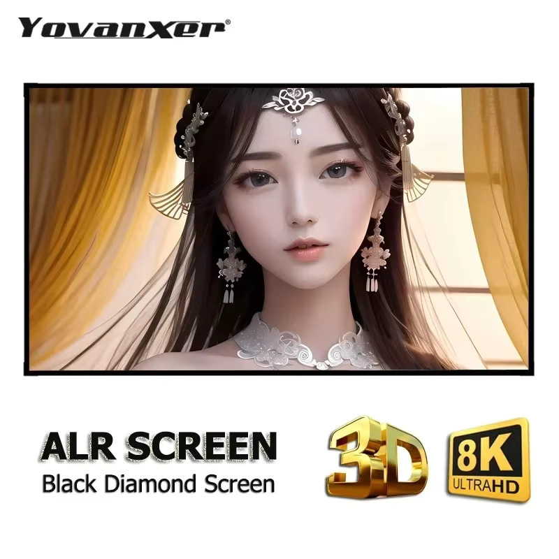 Black Diamond ALR Projektionsleinwand mit ultra-schmalem 1cm Rahmen, umgebungslichtabweisend für 4K 8K 3D-Projektion, Schwarz - Bild 1