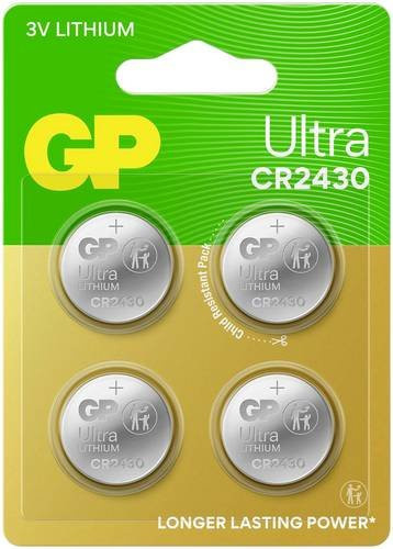 GP Knopfzelle CR2430 3V Lithium Ultra, 4 Stück, 275 mAh, Silber - Bild 1