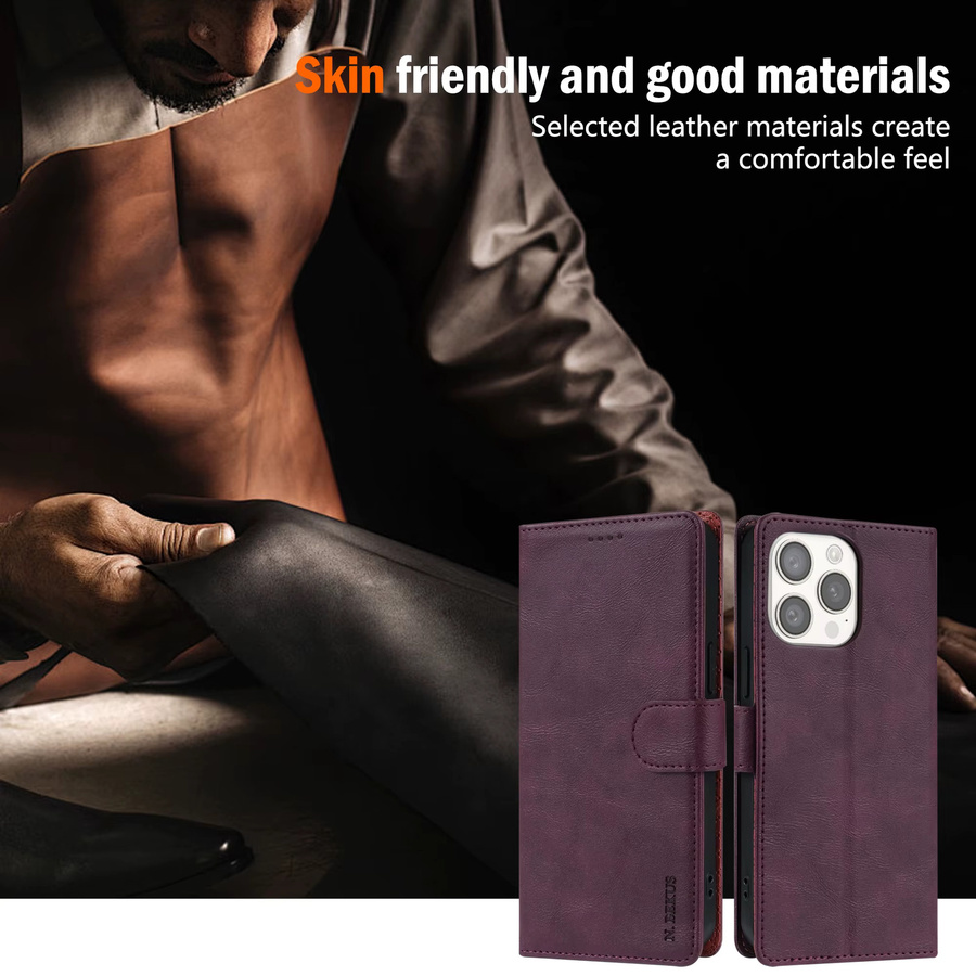 Luxus Leder Brieftasche für Google Pixel 9 10 Pro XL 8 7 6 Business Magnetische Flip Case mit Kartenfächern in Rot und Lila - Bild 2