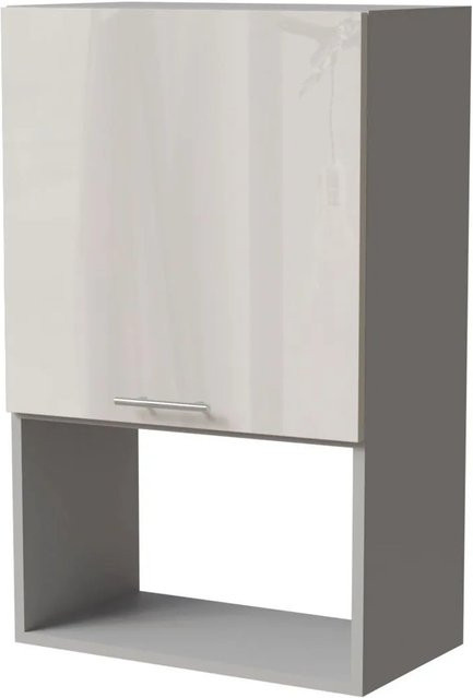 Feldmann-Wohnen Mikrowellenumbauschrank Brerra W4MK/60 in Grau und Creme Hochglanz B/T/H: 60 x 32,5 x 96 cm - Bild 1