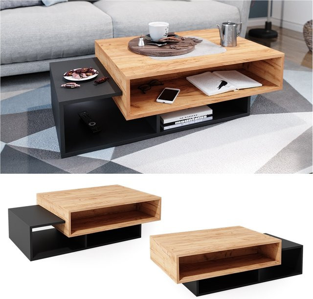 Vicco Couchtisch Bari in Anthrazit und Gold mit Melaminharzbeschichtung - Bild 1