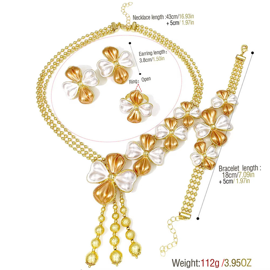 GZJPEI Schmuckset Damen, Goldfarben, Perle, Hochzeit - Bild 2