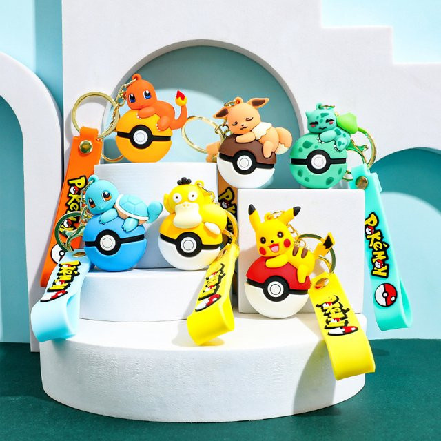 Potdemiel Schlüsselanhänger 3D Pokemon Pikachu Glumanda Schiggy - Bild 1
