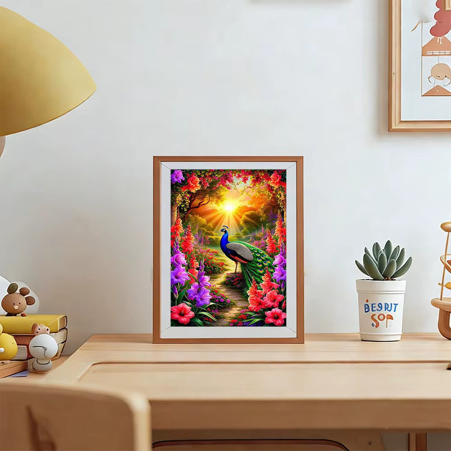 AZQSD DIY Diamantmalerei Set für Erwachsene mit Pfau und Blumen im Sonnenuntergang, Multicolour, B/H: 30 x 20 cm - Bild 3