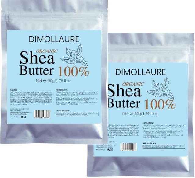 Dimollaure Unraffinierte Bio-Sheabutter, 100g, für Gesicht und Körper - Bild 1