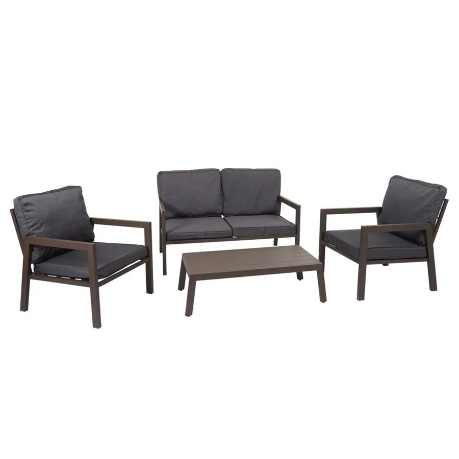 MCW Gartenlounge Garnitur L64 Lounge-Set aus Metall mit grauen Sitz- und Rückenpolstern - Bild 2