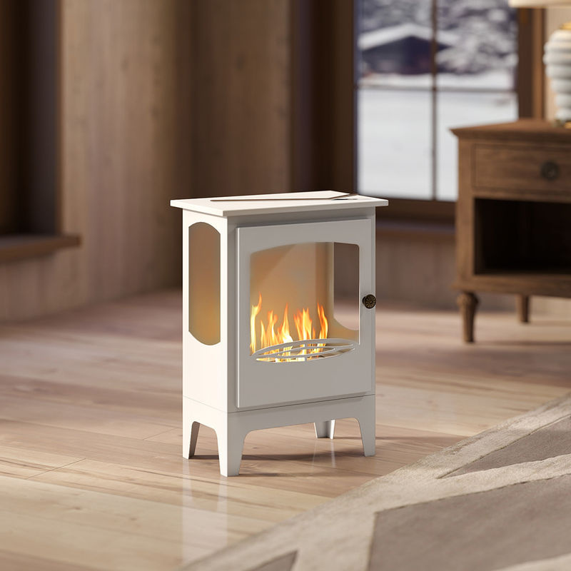 HOMCOM Bioethanol-Standkamin in Weiß mit 0,9 l Tank und Löschstab aus Edelstahl, H x B x T: 54 x 39 x 26 cm - Bild 2
