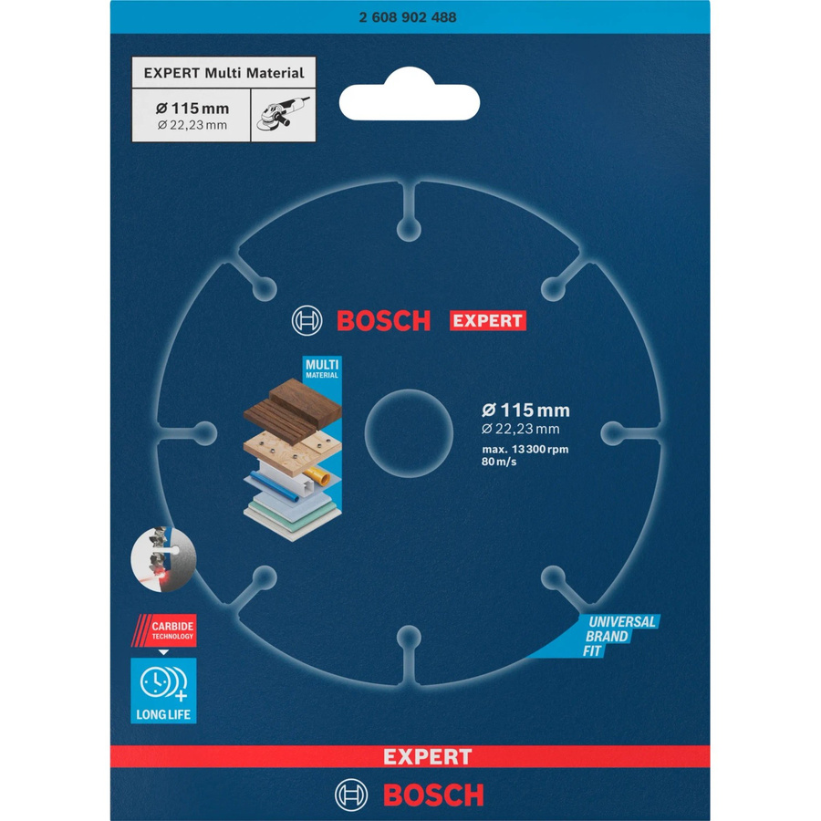 Bosch EXPERT Multi Material Carbide-Trennscheibe, Durchmesser: 115 mm, Bohrung: 22,23 mm, Blau - Bild 3