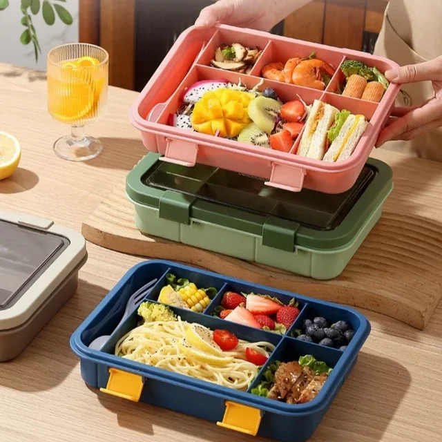 Bento-Box Lunchbox mit Besteck in Braun, 1500 ml, auslaufsicher und mikrowellengeeignet - Bild 1