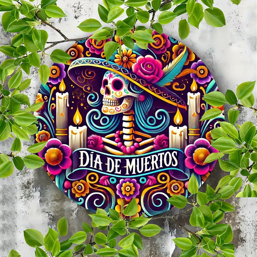 Potdemiel Aluminiumschild Day of the Dead mit Zuckerschädel-Design, Multicolor, B/H: 20,3 x 20,3 cm - Bild 3