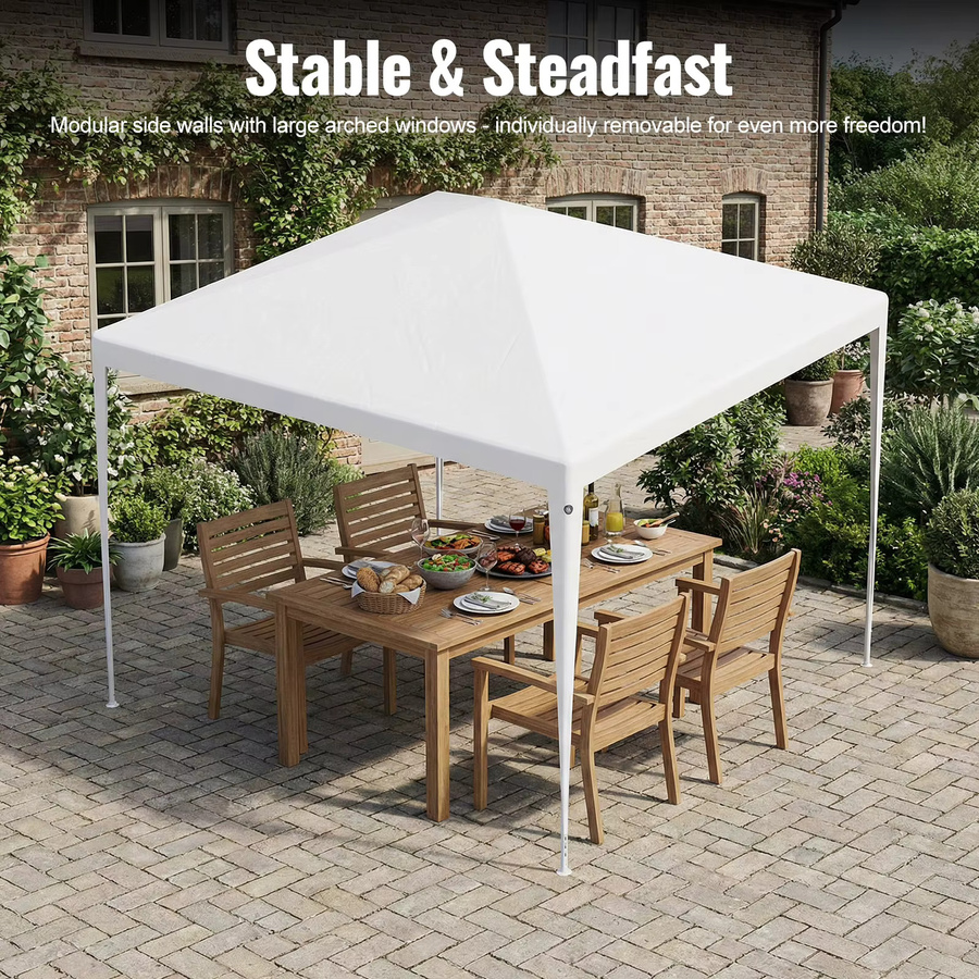 LOEFME Outdoor-Pavillon Markisenzelt für 6-8 Personen, wasserdicht und winddicht mit UV-Sonnenschutz und abnehmbaren Seitenwänden, B/T: 400 x 300 cm, grau/weiß - Bild 3