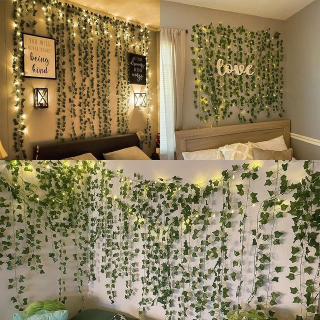 LED Lichterkette mit künstlicher grüner Rebe für Weihnachten, Hochzeit und Garten, warmweiß, Länge: 2 m - Bild 1