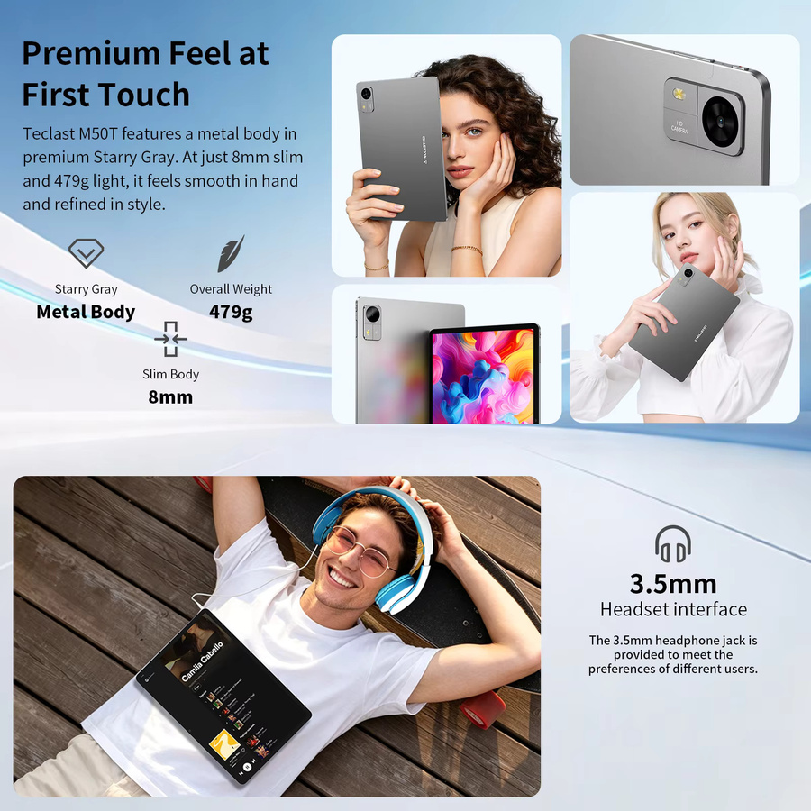 Teclast M50T Tablet mit 10,1 Zoll IPS-Bildschirm, Android 16, 4 GB RAM, 128 GB ROM, 7000 mAh Akku, Grau - Bild 4
