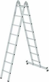MUNK Aluminium-Klappleiter 2-teilig nivello-Traverse mit 2 x 8 Sprossen in Silber - Bild 1