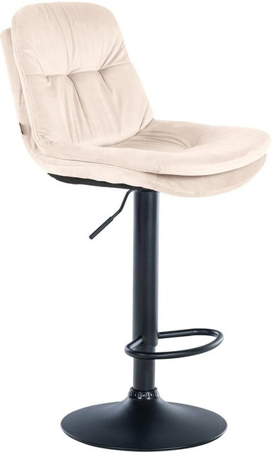 DELUKE Barhocker MITUN höhenverstellbarer Barstuhl aus Samt in Creme und Schwarz mit Lehne und 360 Grad Drehbarkeit, B/T/H: 46 x 54 x 94 cm - Bild 1