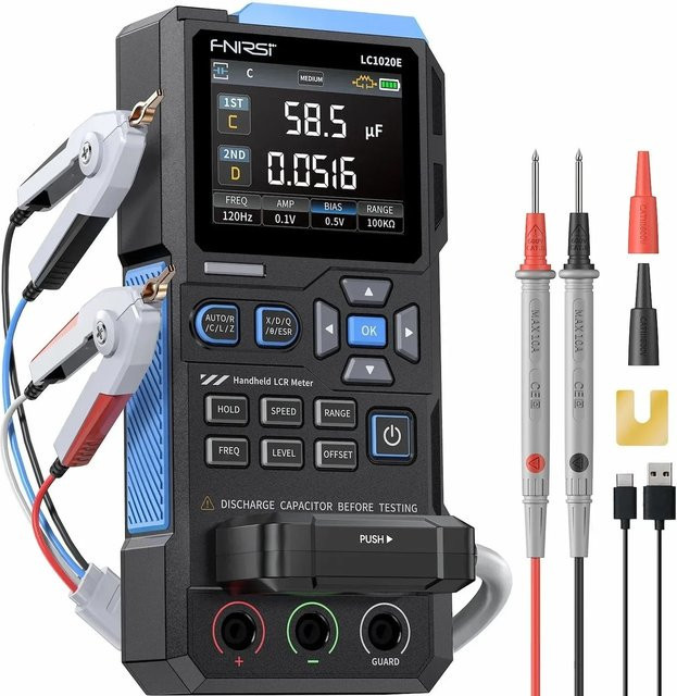 FNIRSI LC1020E Bauteil Messgerät mit 100 kHz und Kelvin-Messung in Rot und Schwarz - Bild 1
