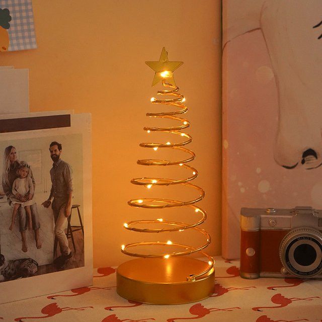 SHENZHITECH Spirale Sternlicht LED Nachtlicht mit gelbem Stern als Weihnachtsdekoration und Desktop Mini Baum für deine Heimdekoration - Bild 1