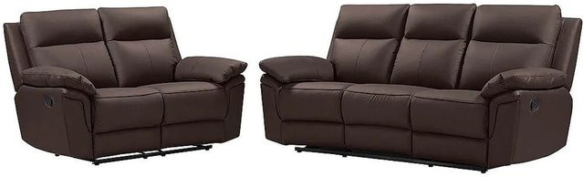 Couchgarnitur Pakita Vente-unique in Schokoladenbraun, bestehend aus einem 3-Sitzer und einem 2-Sitzer mit Kunstlederbezug und passenden Kissen - Bild 1