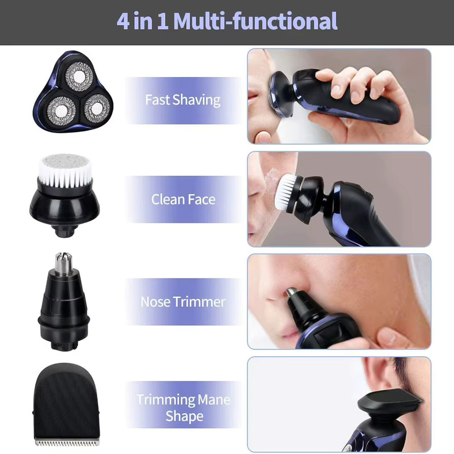 HATTEKER 5-in-1 Elektrorasierer Pflegeset für Herren, Schwarz/Blau - Bild 6