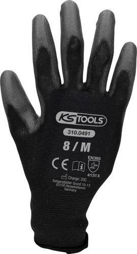 KS Tools Mikro-Feinstrickhandschuhe schwarz, Größe 8, 12er Pack mit PU-Beschichtung - Bild 1