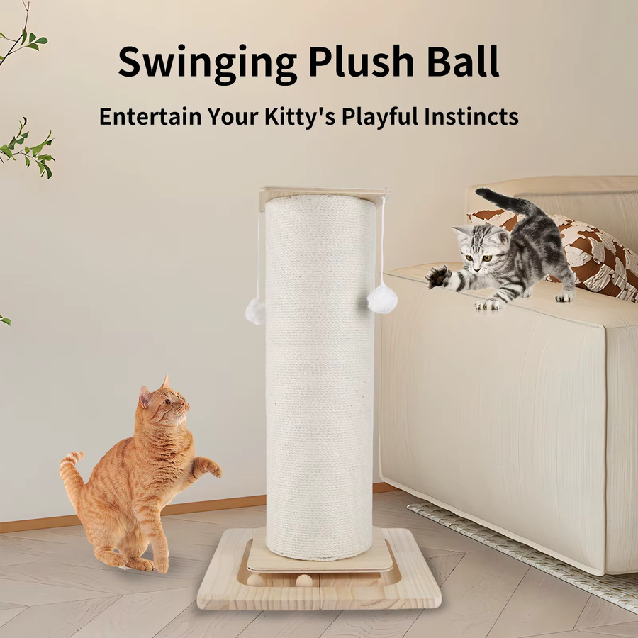 HGTUGO Katzen-Kratzbaum in Beige mit Sisal-Kratzfläche, Hängeball-Spielzeug und Klettergerüst, Höhe: 60 cm - Bild 2
