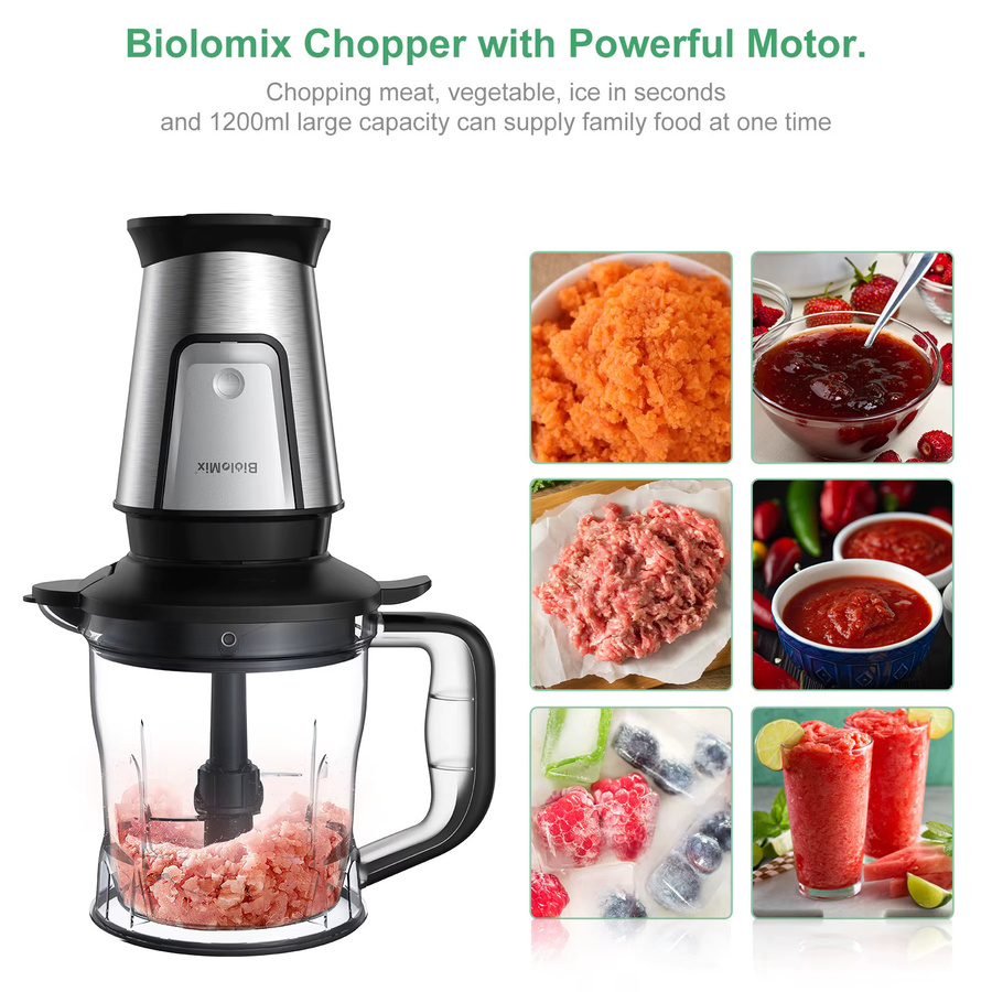 BioloMix 3-in-1 Multifunktions-Küchenmaschine in Silber mit 700 W als Entsafter, Mixer, Smoothie-Mixer, Lebensmittelzerkleinerer und Trockenmühle - Bild 2