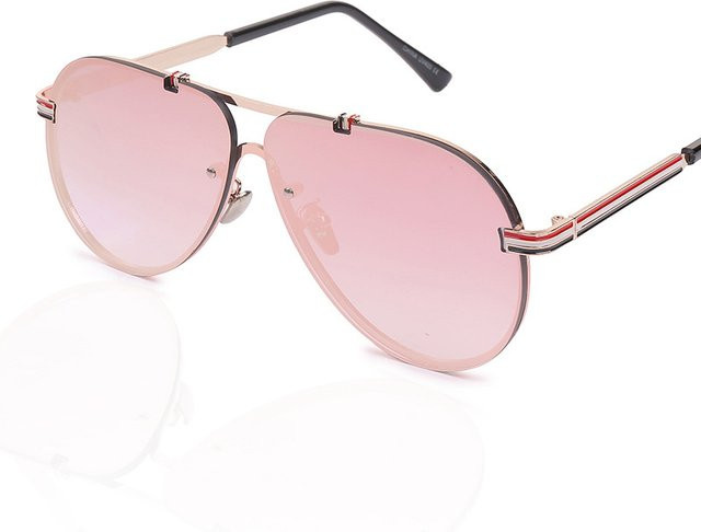 Ovale Sonnenbrille, Unisex, Pink, Metall - Bild 1