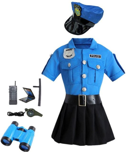 Polizei Rollenspiel Kleid, Verkleidungskleidung, Polizisten Uniform Overalls, Blau - Bild 1
