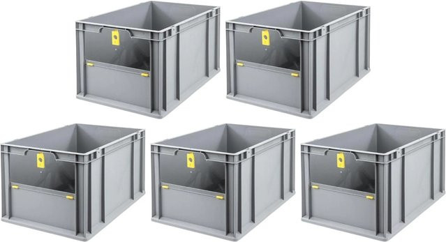 PROREGAL SparSet 5x Eurobox NextGen Insight Cover Eurobehälter mit verstärkten Wänden, Gelb, H x B x T: 32 x 40 x 60 cm, 65 Liter - Bild 1