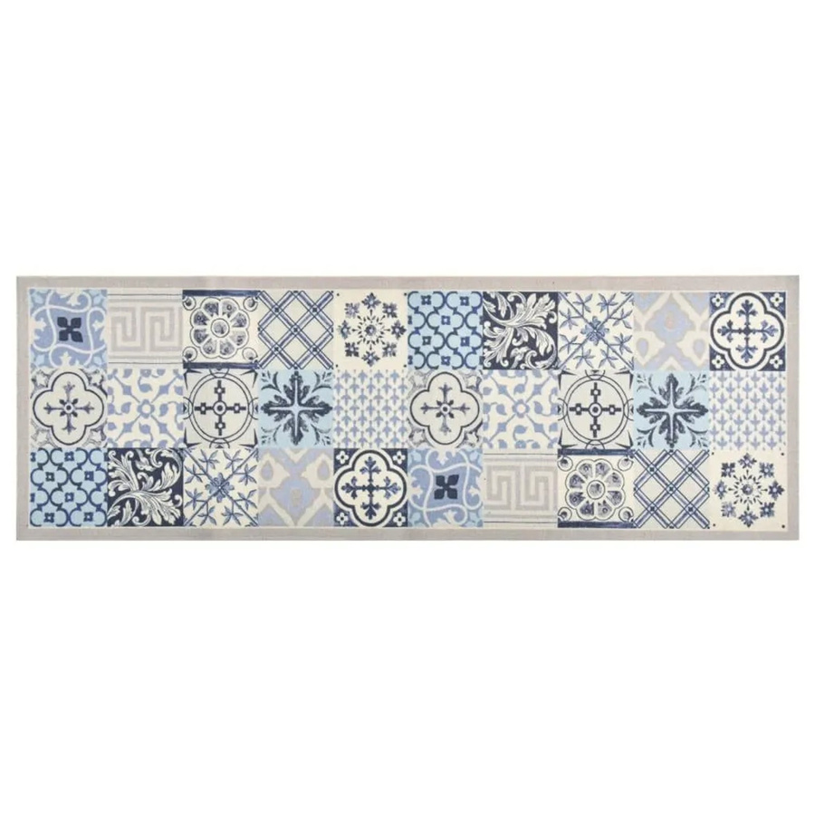 vidaXL Küchenteppich Mosaik in Blau, Waschbar und Rutschfest, B/T: 300 x 60 cm - Bild 2