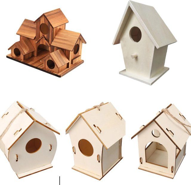 KITPIPI Set aus 5 Holz-Vogelhäuschen für den Garten als Nistkästen und Dekoration - Bild 1