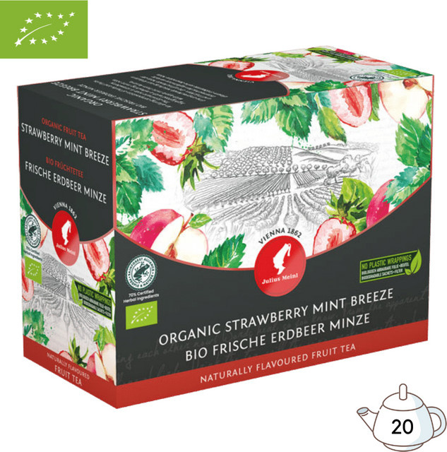 Julius Meinl Bio Tee Erdbeere-Minze, Früchtetee, Teebeutel, 20 Stück - Bild 1