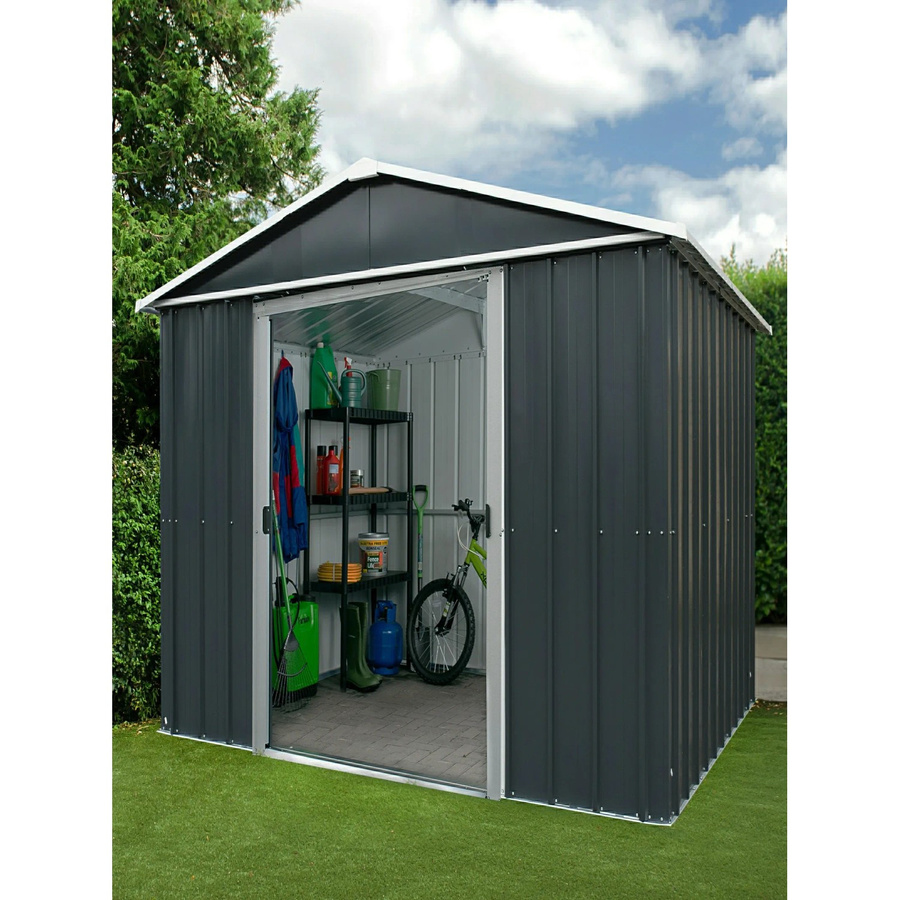 Yardmaster Metall-Gerätehaus Heidelberg mit Schiebetüren in Anthrazit, B/T: 186 x 125 cm - Bild 2