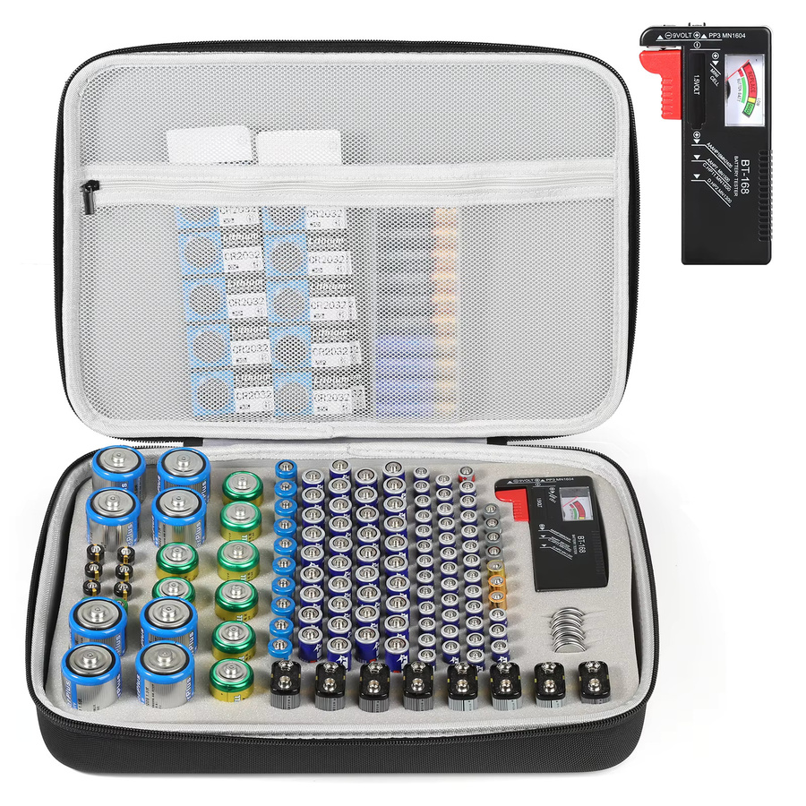 Batterie-Organizer Aufbewahrungsbox von lousxy mit integriertem Batterietester für über 140 Batterien wie AA, AAA, AAAA, 9V, C, D, Lithium und LR44 - Bild 5