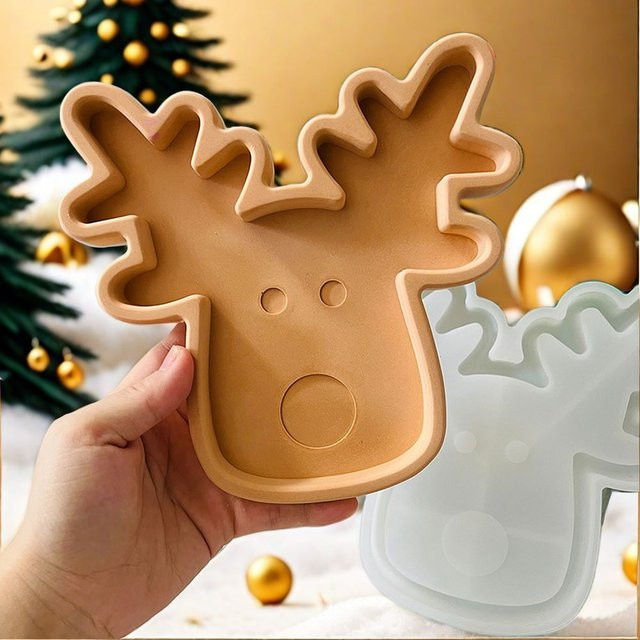 FxZoo Silikonform für Weihnachts-Tabletts aus Beton, Harz oder Gips in Formen wie Baum, Haus und Elch - Bild 1