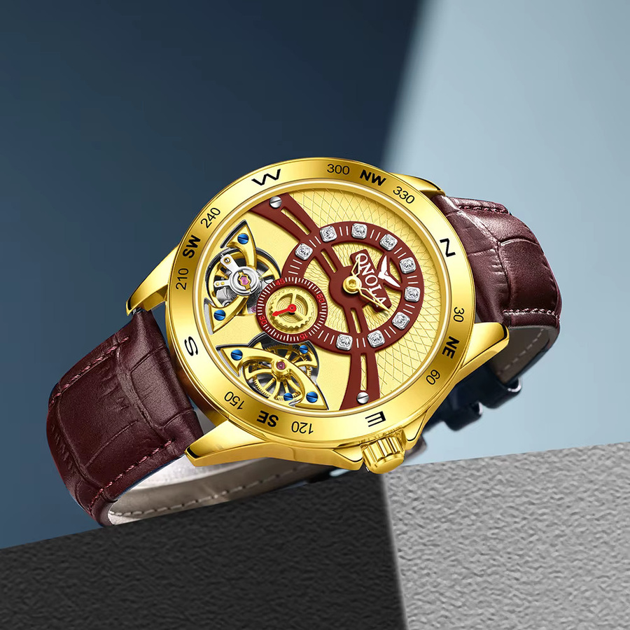 ONOLA Armbanduhr Automatik, Leder, Herren - Bild 3