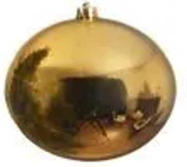 Kaemingk Weihnachtsbaumkugel Bruchfest in Hellgold Glanz, Durchmesser: 25 cm - Bild 1