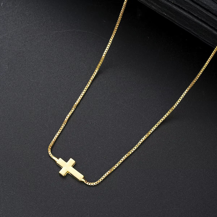 DAIPAN Halskette mit Kreuz-Anhänger, Edelstahl, Gold, Damen - Bild 2