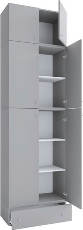VCM Büroschrank Lona in Grau mit Drehtüren, Aufsatz und Schublade, B/H/T: 70 x 240 x 39 cm - Bild 3