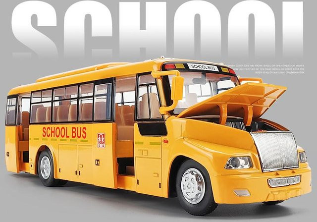 Linyi toy car Amerika Schulbus Modell, 1:32, Metall, mit Licht und Sound, Weiß - Bild 1