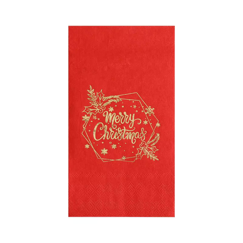 GUANYAO Weihnachten Servietten Set aus 2 Schichten, Rot und Gold, 20 Stück, B: 40 cm, H: 33 cm, für Weihnachtsfeiern und DIY Decoupage - Bild 2